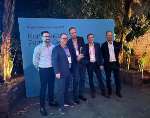 Zespół Trecom na Cisco Partner Summit 2024 z nagrodą North Theater Partner Center.